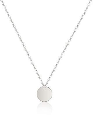 itianxi Silver Dainty Disc Necklace,Silver Plated Cute Tiny Round/Circle/Coin Necklace,Elegant Delicate Necklace for Women