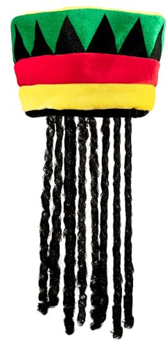 Boland 82018 - Mütze Rastaman mit Dreadlocks, für Erwachsene, Jamaika-Mütze, Hut mit Zöpfen, Unisex, Karneval, Fastnacht, Fasching, Halloween, Mottoparty
