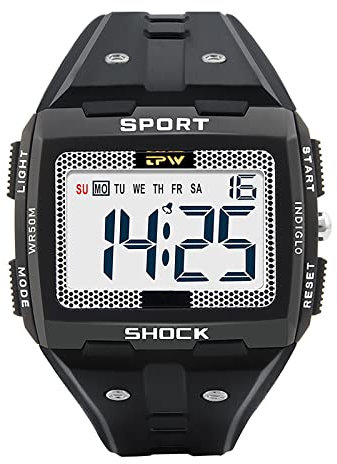 BEN NEVIS Orologio digitale da uomo con allarme, cronometro, calendario, illuminazione, 5 ATM impermeabile, orologio sportivo digitale con cinturino in silicone per uomo regalo