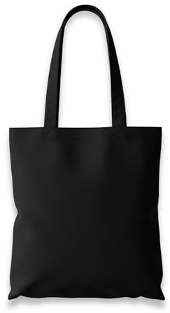 Wonky Line Premium Cotton Tote Bag, Eco-Friendly Shopping Bag, 100% Cotton Canvas, Reusable Grocery Cloth Bag, Extra Strong Long Handle Double Stitched Ideal for Printing (Black)