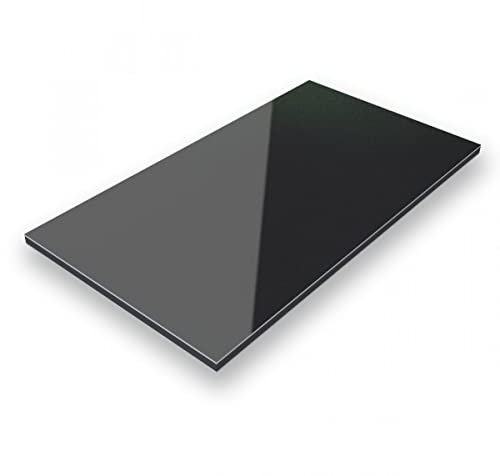 Aluverbund 24 Aluverbundplatte, Aluminium Platte, 3mm dick, Schwarz/RAL9005, 20x60cm