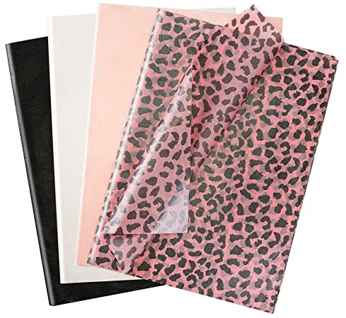 Larcenciel Seidenpapier 60 Blatt, Metallic Rosa Leopard Muster Seidenpapier für Verpacken, Glitzer Pastelle Geschenkpapier Geschenk Verpackungsmaterial für Geburtstag, Jahrestag, Hochzeit (35×50cm)