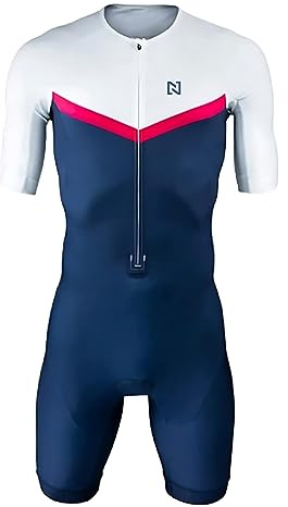 Men's Pro Trifunction Short Sleeve Outdoor Sports Triathlon Clothing for Running, Swimming, Cycling Bodysuit (TYP-1,L)
