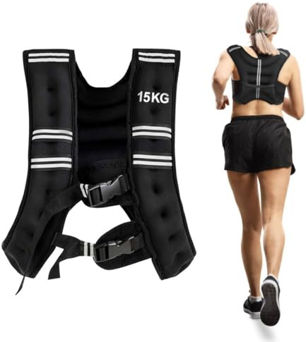 SPOTRAVEL 5kg/15kg Weight Vest, Workout Equipment Body Weight Vest with Adjustable Buckles & Mesh Bag, Sport Body Vest for Adult & Child (15kg)