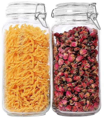 Keyoung 2 Stücke 2000ml Einmachgläser mit Bügelverschluss Luftdichte Vorratsgläser mit Deckel - Spülmaschinengeeignete Bügelgläser