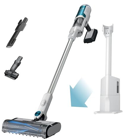 Shark Clean & Empty Cordless Stick Vacuum – Lightweight Cordless with HEPA Filter, Portable, Rechargeable, Auto-Empty System, Stick Vacuum for Pet Hair, Carpets & Hardfloor, White, BU3521