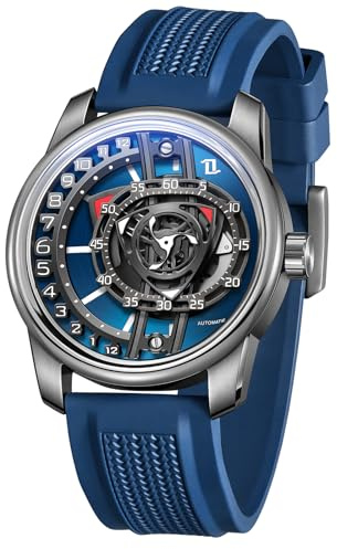 OBLVLO JM-ROTOR Montre automatique analogique super lumineuse avec bracelet en caoutchouc pour homme, JM-ROTOR-YLLR, Tendance
