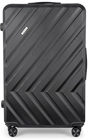 Solier Hartschalen Reisegepäck Koffer Reisekoffer – Koffer mit 4 Rollen - Rollkoffer mit Zahlenschloss - Hardcase Flugkoffer Reisetrolley (schwarz, XXL 97,5L)