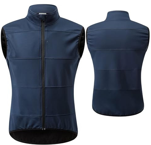 CLMETHE Gilet da ciclismo in pile da uomo autunnale Gilet termico invernale da bici Antivento Riflettente Giacche senza maniche Maglie bicicletta Abbigliamento da ciclismo,Blue-ASIA4XL/EUR3XL