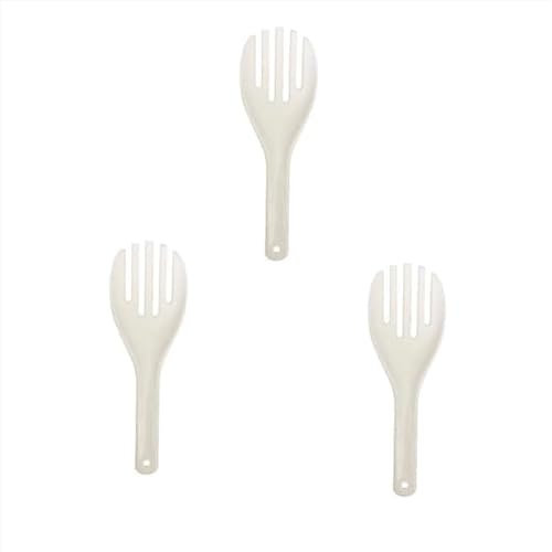 3Pcs White Jumbo Large Plastic Rice Paddle Spatula Scoop Fork-Like Serving Spoons，Rice and Potato Servers Serving Spoons (27 cm Long）