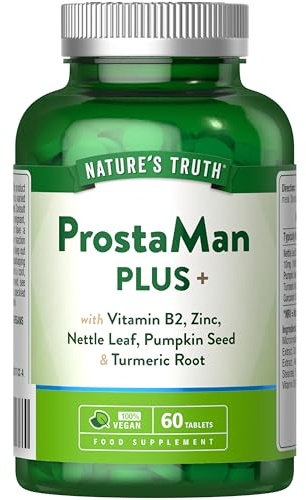 ProstaMan+ Supplement for Men | Pumpkin Seed, Nettle Leaf, Vitamin B2, Zinc and Turmeric Root Complex | 60 Vegan Tablets | Nature's Truth