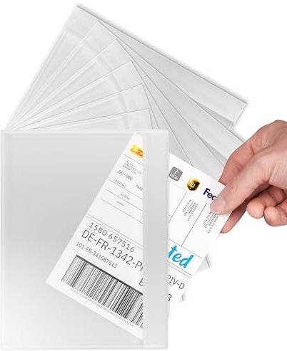 RAGO® Lot de 50 Pochette porte-document autocollante C5 pour A5 I Pochette porte-document adhésive A5 I Pochette d'expédition autocollante I Pour colis, pochette d’expédition