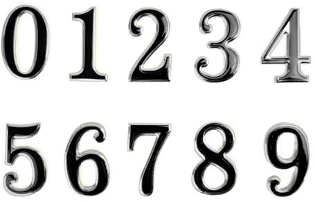Lizzy 0 to 9 3D Silver & Black Reflective Mailbox Door Numbers Vinyl Sticker Self-Adhesive Decal Waterproof Bins Numbers Stickers House Signs Personalised Door Number for House Wheelie Address (1)