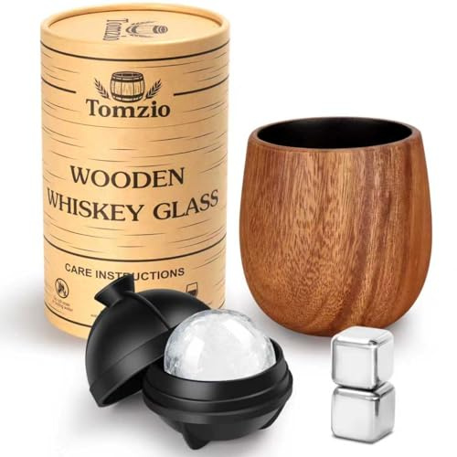 Birthday Gifts for Him Original Charred Wooden Bourbon Drinking Glass Set,11oz Handcrafted Premium Acacia Whiskey Tumbler, Dad or Brother, Whiskey Gifts for Men Who Have Everything