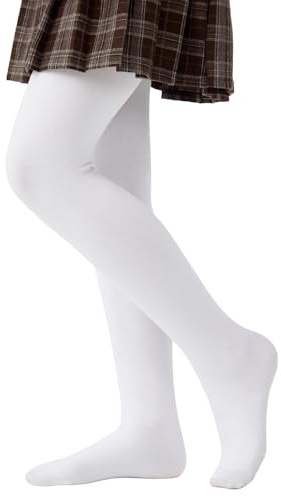 CozyWow Medias térmicas para niñas, medias térmicas de invierno, medias cálidas para niños con forro de felpa interior, Blanco, 11-13 años