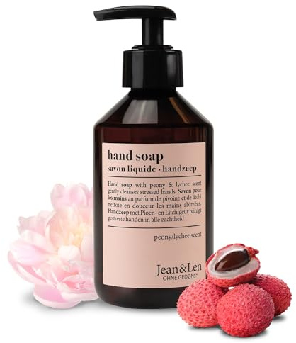 Jean & Len Hand Balm Pfingstrose & Litschi, mit Bio-Arganöl, feuchtigkeitsspendender Sheabutter & Vitamin E, schmeichelzarte Pflege für weiche Haut, floral-frischer Duft, vegan, 250 ml