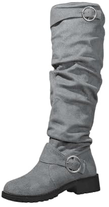 Generisch Chaussures rouges pour femme - Bottines solides - Cheville - Talon - Chaussures de motard - Fermeture éclair - Bottes pour femme - 31 - Doublure, gris, 36 EU