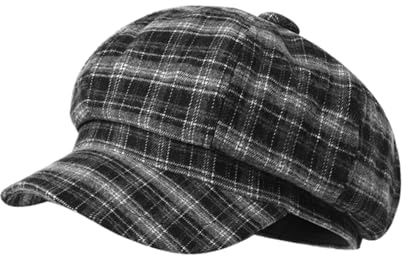 AMateschitz Skärmmössa män och kvinnor, varm ballongmössa med skärm, rutig vintermössa, vintage skärmmössa, vinter, basker mössa, åttanktangel, nysboy-keps, retro, tallriksmössa för fest, svart, one