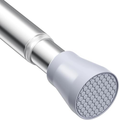 AIZESI Silver Tension Rod 113-196cm 1P,No Drill Spring Shower Curtain Pole | Extendable adjustable pole 43-73in.Tension rods for curtains,windows,bathroom & clothes hanging,tool-free drill-free.