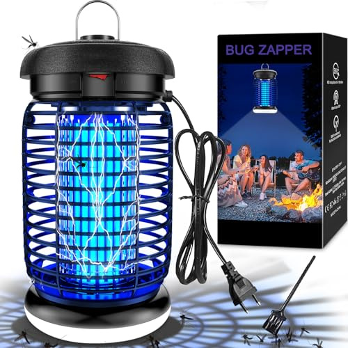 WUEAOA Lámpara antimosquitos con iluminación LED, 4200V 15W UV Mata Mosquitos electrico, No tóxico e Inodoro, Resistente IPX4, Atrapa eficazmente Mosquitos, Moscas y Polilla