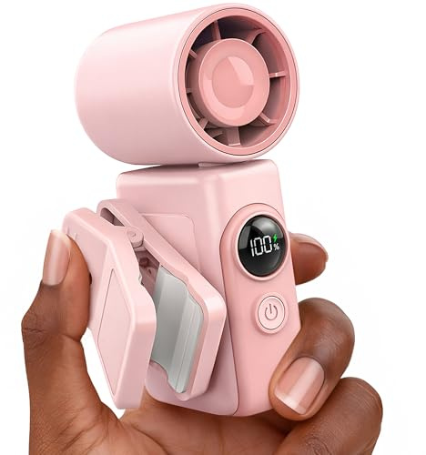 Hotsales Clip-On Portable Fan, 13500 RPM Rechargeable Handheld Mini Fan with LED Display, 360° Rotating Detachable Clip, Stroller Fan for Baby, Compact Travel Essentials/Lash, Summer Gifts for Women