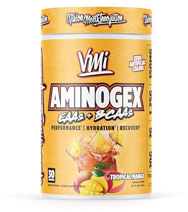 Aminogex Ultra | BCAA Powder | Amino Acids + Betaine and Glutamine | Amino Acid Post Workout Recovery Drink | Intra Workout Drink with Electrolytes | (30 Servings) (Tropical Mango, 18.2 ounces)