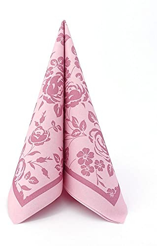 APARTina Airlaid Serviette Fiori, 40 x 40 cm 1/4-Falz, stoffähnliche hochwertige Einweg Servietten, Hochzeit Hochzeitsservietten stoffähnlich, Blumen Motiv Rosa (Altrosa)