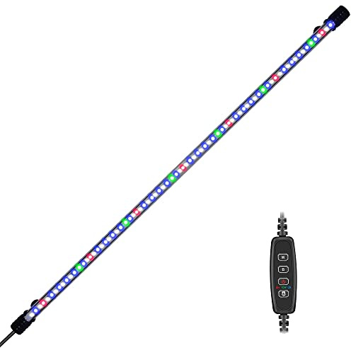 VARMHUS Luz Acuario Impermeable con Temporizador, Lámpara Acuario Sumergible 3 Modo de Luz, Luz Ajustable, 4 Colores LED (71cm)
