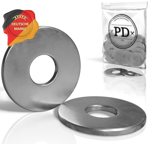 PD® große Unterlegscheiben M8 (DIN 9021 / ISO 7093) | Hochwertige A2 V2A Edelstahl Karosseriescheiben | Rostfreie Edelstahlscheiben Beilagscheiben mit großem Außendurchmesser | 10 Stück