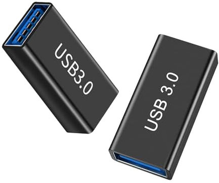 iJiGui Paquete de 2 Acopladores USB 3.0 Hembra a Hembra, Adaptador de Conexión y Extensión SuperSpeed, Cambiador de Género