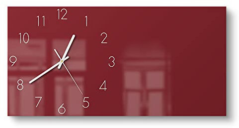 DEQORI Glasuhr | vertikal 60x30 cm | Unifarben - Dunkelrot | große XXL Design Uhr aus Glas | leise Wanduhr für Wohnzimmer & Küche | Moderne Hingucker Uhr für die Wand