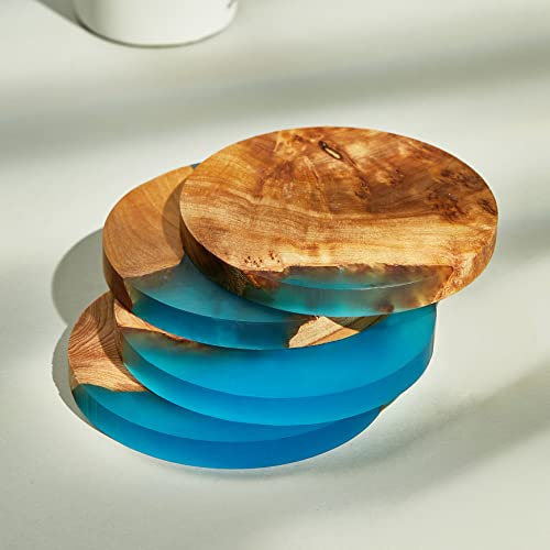 Lot de 4 dessous de verre en bois avec résine époxy, dessous de verre moderne pour bar, cuisine, maison, appartement, cadeau de pendaison de crémaillère, cadeau d'anniversaire