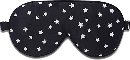 ALASKA BEAR Natural Silk Sleep Mask, Super Smooth Eye Mask (Black Stars)