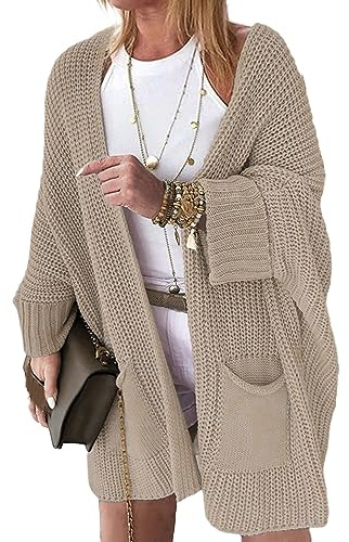 Tomwell Gilet Femme Hiver Cardigan Long Tricot Veste Ouvert Épais Manches Longues Pull Gilet Chaud Capuche Manteau Sweater Chandail Outwear