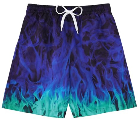 Belovecol Bañadores para niños, bañadores Estampados para Vacaciones en la Playa, Pantalones Cortos para niños, Traje de baño Azul Fresco, Pantalones Cortos para Nadar para niños de 10 a 11 años