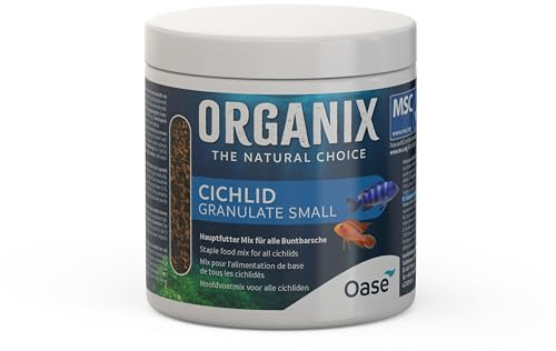 OASE ORGANIX Cichlid Granulate S 500 ml - Mangime per pesci per tutte le specie di pesce persico fino a 6 cm, alimento completo con alti valori nutrizionali