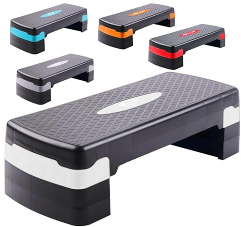 FK Sports Steppers for Exercise & Workout - 2 to 5 (10, 15, 20, 25 & 30 CM) Levels of Adjustable Height Aerobic Step - Exercise Step for Home & Gym, Mini Stepper for Yoga, Indoor & Outdoor Training