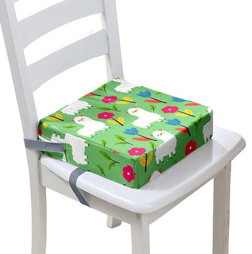 FANSU Kinder Sitzkissen Sitzerhöhung Stuhl, Alpaka Druck Baby Kind Sitzkissen Quadrat Zerlegbar Kleinkinder Esszimmerstuhl ErhöHen Pad Esszimmer Boostersitze (dunkelgrün,32x32x8cm)