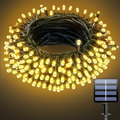 Electight Sollampa Utomhus, 8 Lägen Sollampa Kedja, Varmvit 10M, 100LEDs | IP65 Vattentäta Ljusslingor för Trädgård, Gård, Terrass, Bröllopsdekorationer