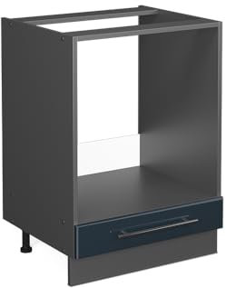 Vicco Herdumbauschrank Fame-Line, Dunkelblau Hochglanz/Anthrazit, 60 cm ohne Arbeitsplatte