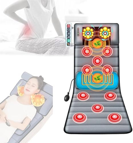 Tappetino da massaggio, tappetino da massaggio con vibrazione riscaldante per tutto il corpo con 30 testine massaggianti e lampada di calore terapeutica, massaggiatore rilassamento muscolare