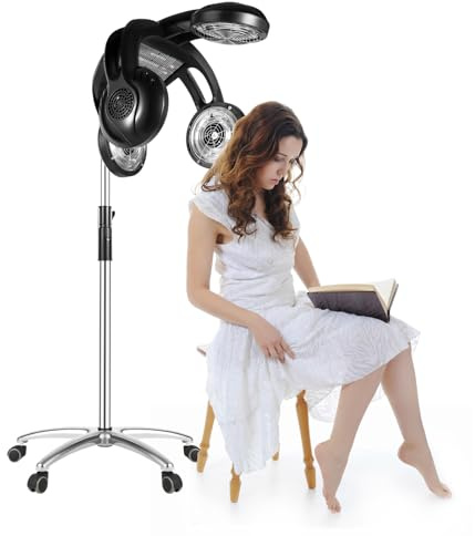 MEHOOSPVN Salon - Cuffia da parrucchiere, 1400 W, per asciugacapelli, per salone da parrucchiere con base, regolabile in altezza, temperatura regolabile 40-75 °C, 60 minuti