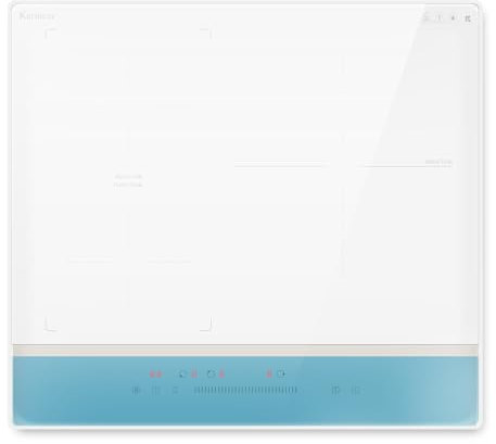 Karinear Placa Induccion 3 Fuegos Blanco, 60cm Zona Flexible, 6800W, 240V, 9 Niveles de Potencia, Control Deslizante Táctil, Múltiples Funciones de Seguridad, Empotrada sin Enchufe