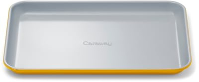 Caraway Nonstick Ceramic Small Baking Sheet (9x13”) – Non-Toxic, PTFE & PFOA Free – Oven Safe – Aluminized Steel Core – Mini Sheet Pan for Baking, Roasting & More - Marigold