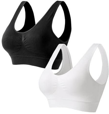 TUONYIS 2 Piezas Sujetador Deportiva Mujer,Sujetador Inalámbrico sin Costuras Sostén sin Aros con Almohadillas Extraíbles,Sujetadores Deportivo de Cómodo y Transpirables para Fitness Yoga