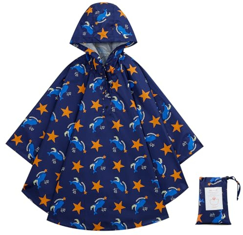 KAKU NANU Poncho Pluie Imperméable Enfant Cape Pluie Cahouet Fille Garçon Bleu 3 4 5 Ans