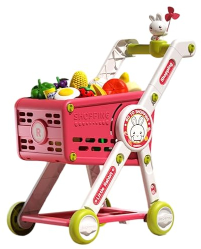Carrello della spesa per bambini, carrello per supermercato, gioco di simulazione per bambini piccoli, da cucina finti e interattivi per e bambini in età prescolare