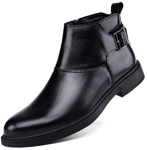 ANUFER Uomo Bello Cerniera Laterale Stivaletti Pelle Spaccata Gambale Alto Formale Scarpe Eleganti SD5A51031 Nero EU42.5