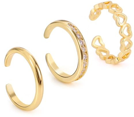 Mikovivi 3pcs Toe Rings for Women, 3 Styles Adjustable Gold-Colored | Open Toe Ring Dainty Foot Jewelry Summer Beach Footwear Decoration Accessories Gift