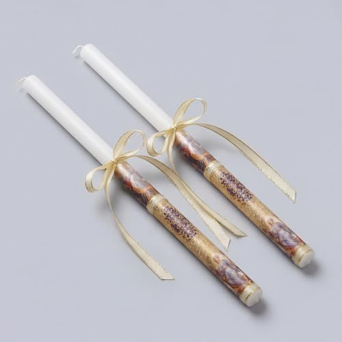 Conelist 2 Pcs Greek Orthodox Easter Candle with Anastasi Bookmark 17 Inch Christ Icon Bookmark Taper Candles Pascha Lambathes Religious Easter Gift